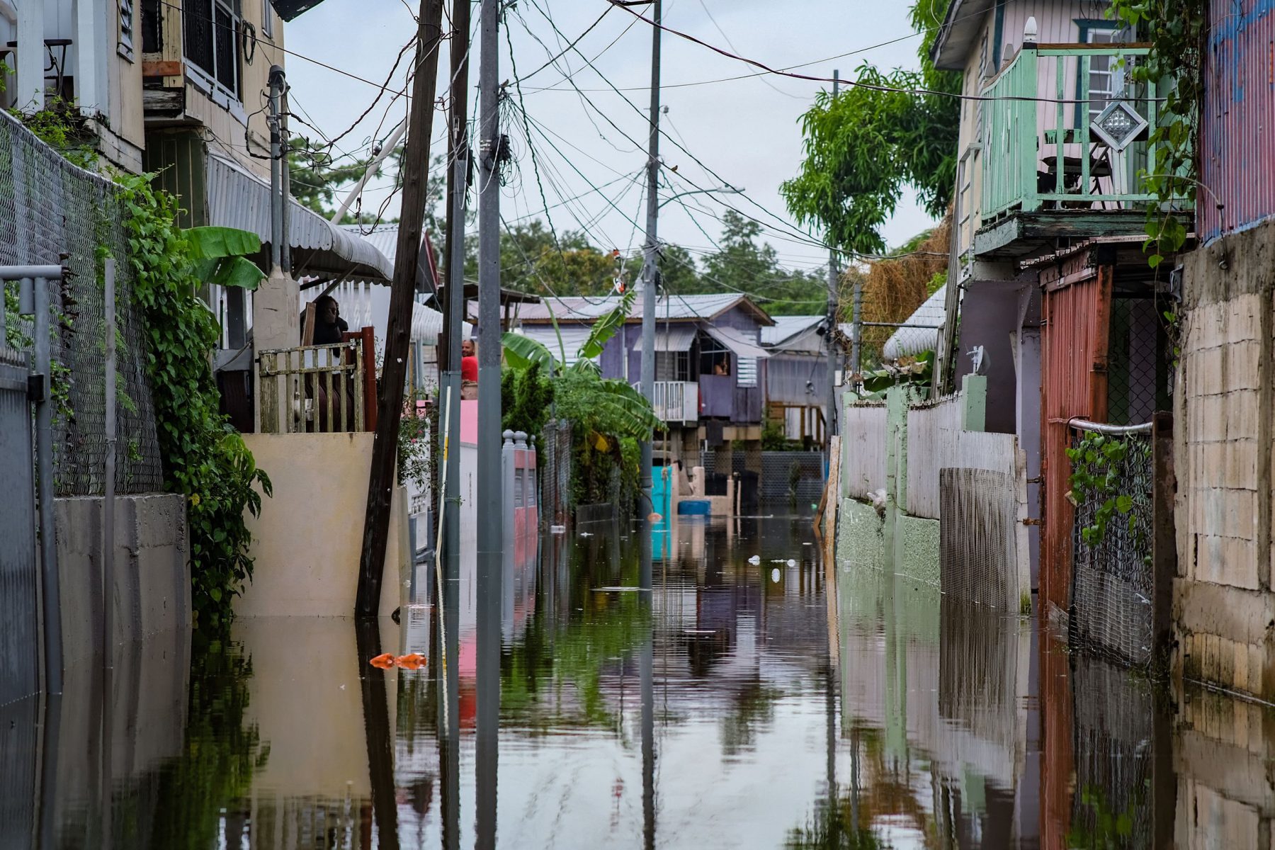 A flooded street in Puerto Rico following the passage of Hurricane Fiona