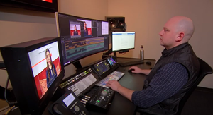 CNBC and NBCU Academy editor Evan Tyler at his editing desk.