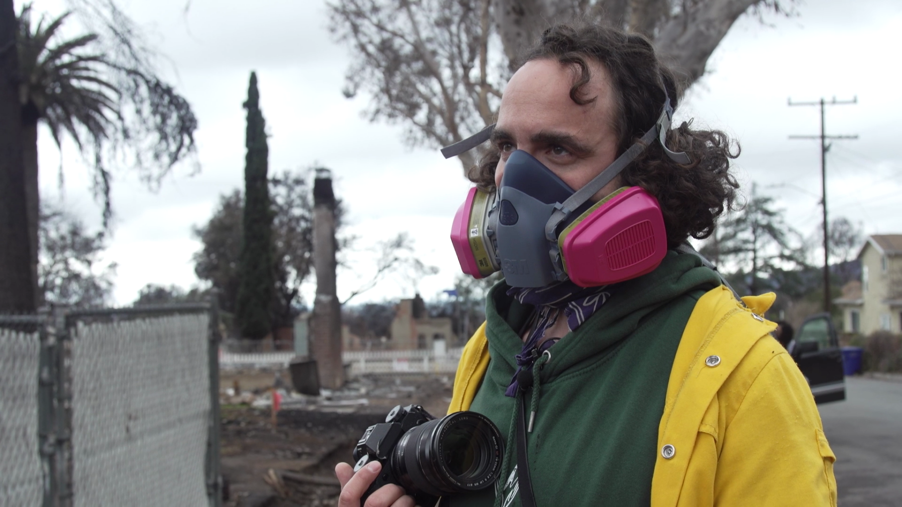 Photojournalist Mark Abramson surveys a burned home in Altadena, California