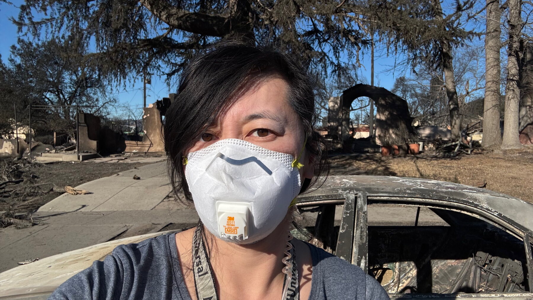Dong conducting a field survey in Altadena, CA, after the 2025 wildfires.